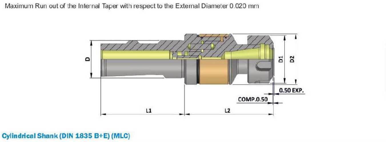 D20 ER16 L 58 Cylindrical Synchro Chuck